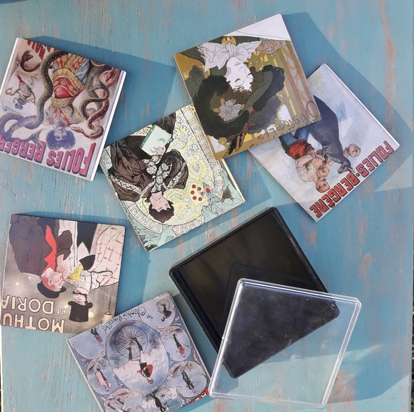 Coaster Set 6 Vintage Drink Coasters Box French - Picture 15 of 16